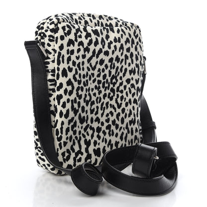 Saint Laurent Canvas Leopard Print Sid Messenger Bag Black White 3 of 9