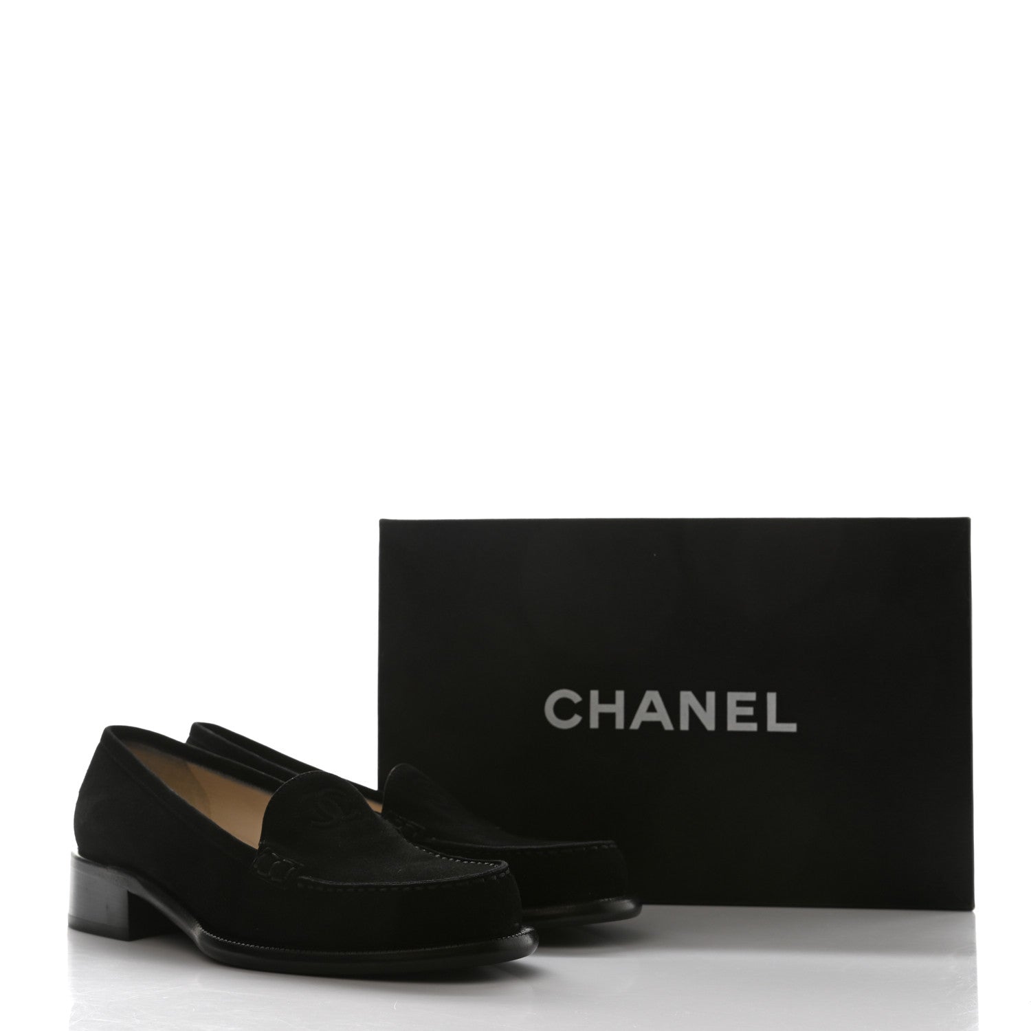 Chanel Suede CC Mocassin Loafers 37 Black 9 of 9