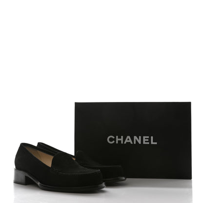Chanel Suede CC Mocassin Loafers 37 Black 9 of 9