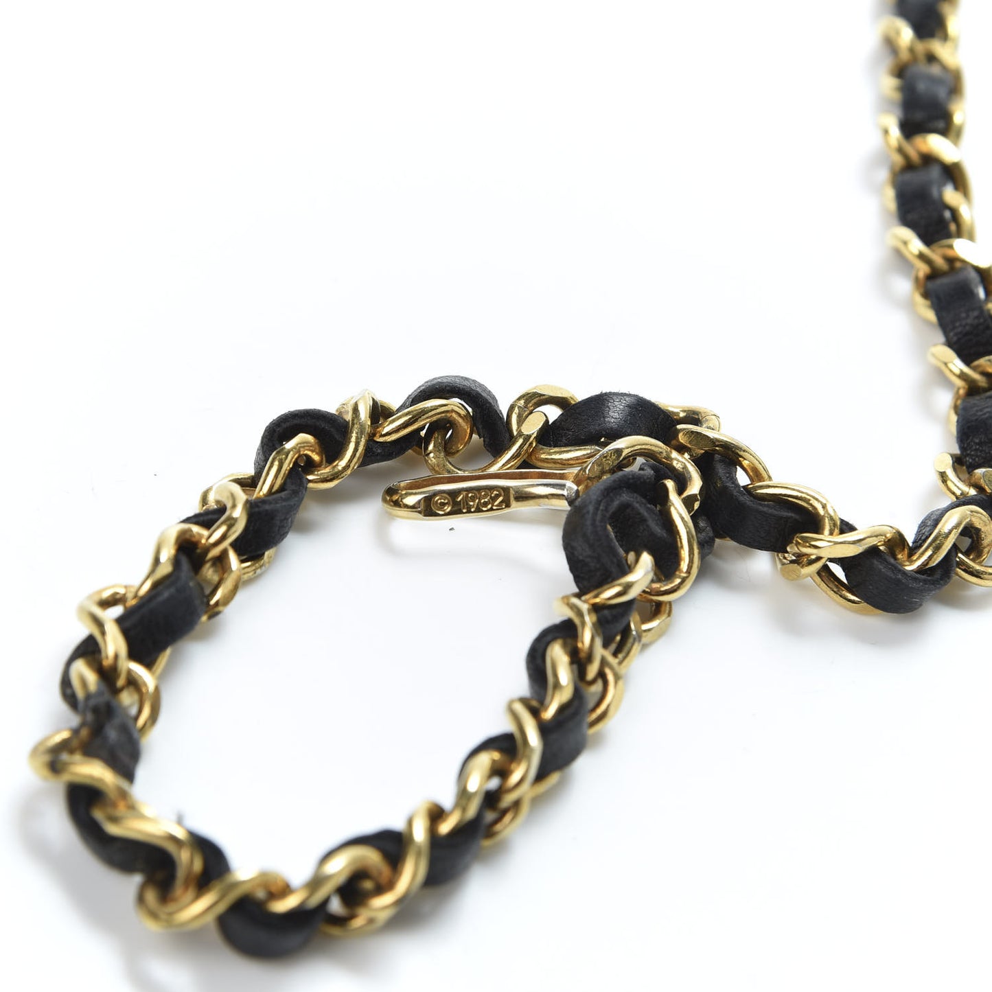 Lambskin Chain CC Medallion Belt Black Gold