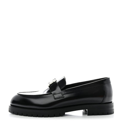 Hermes Calfskin Womens Faubourg Loafers 37.5 Black 1 of 10