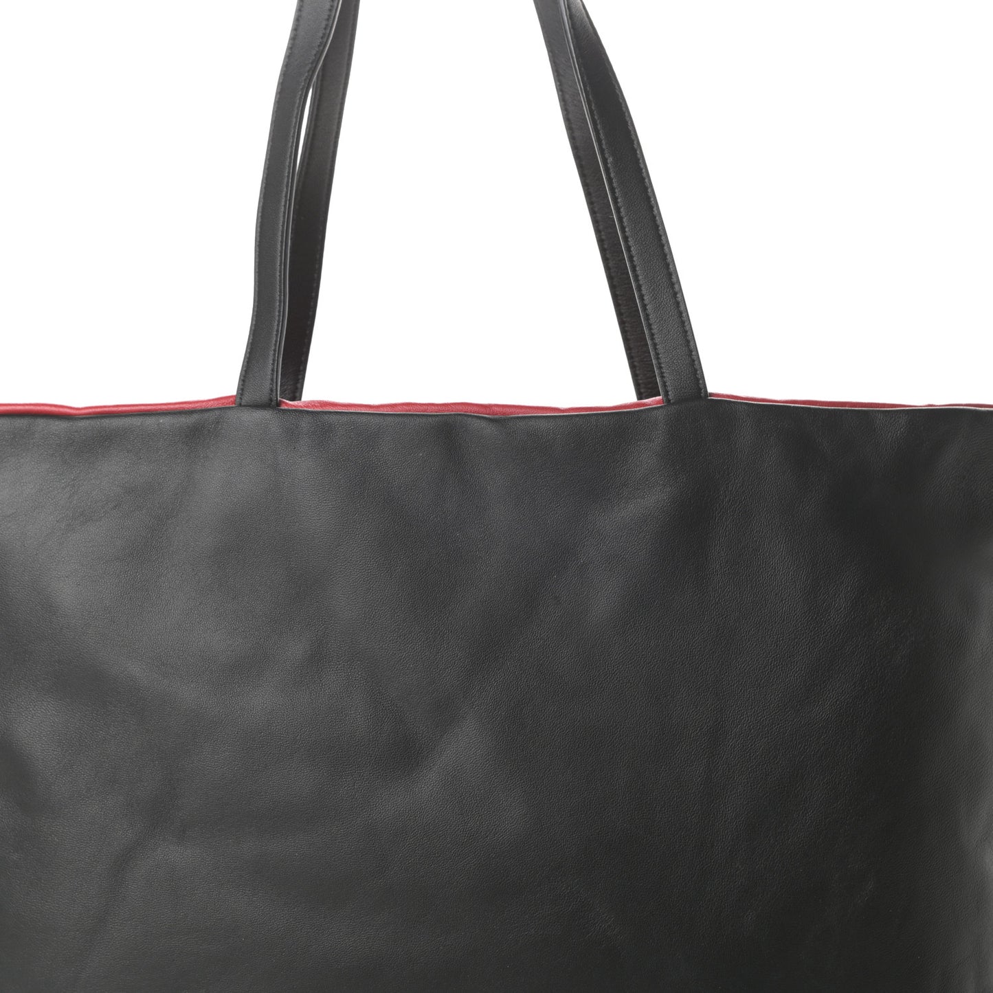Calfskin Reversible Pillow Tote Black Flamma