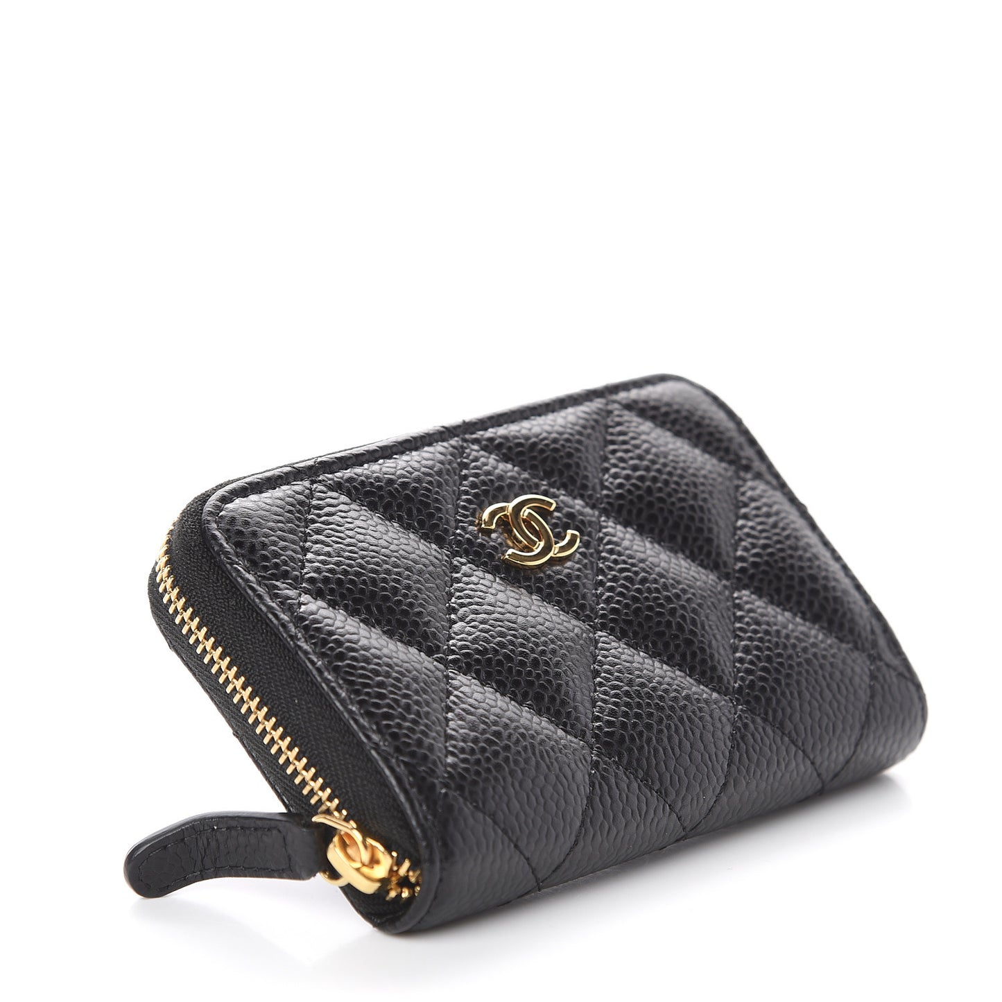 Caviar Quilted Zip Coin Purse Black