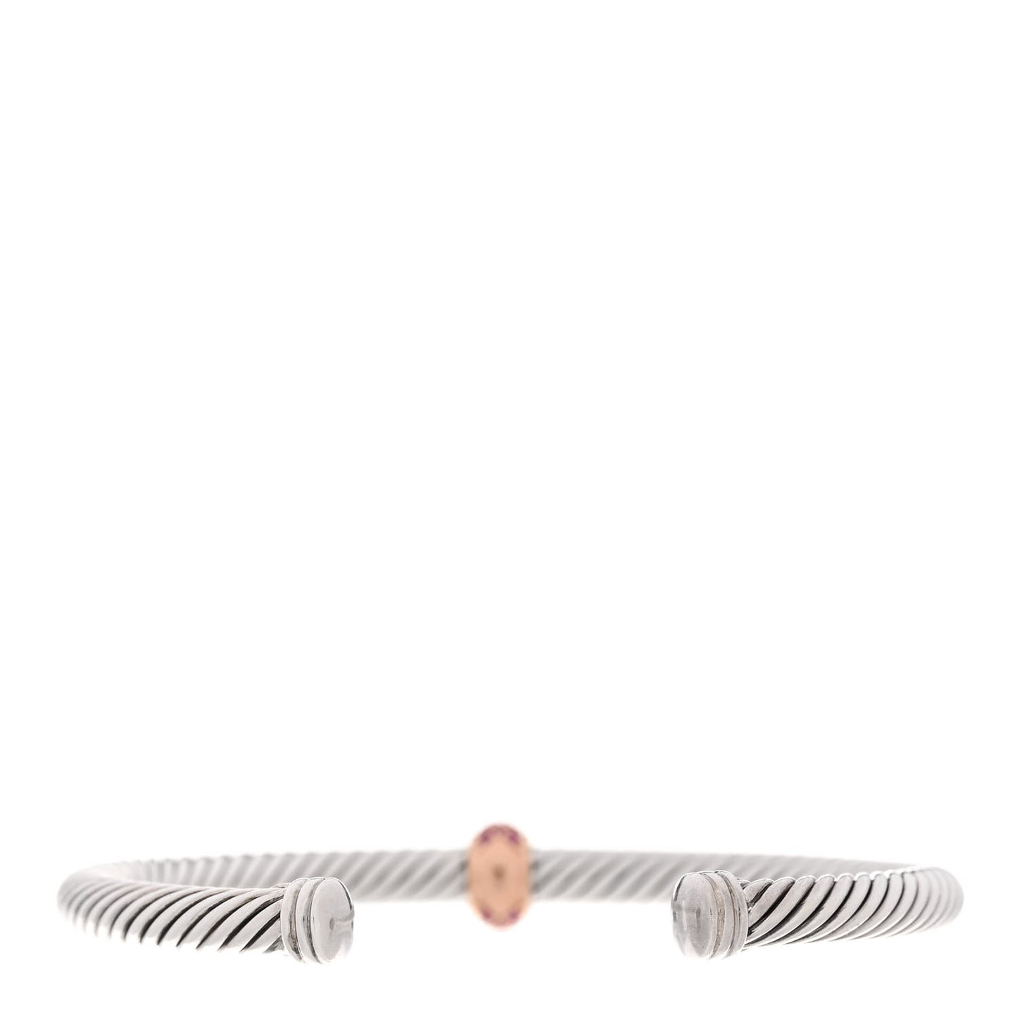 Sterling Silver 18K Rose Gold Pink Sapphire 5mm Cable Classics Single Station Bracelet