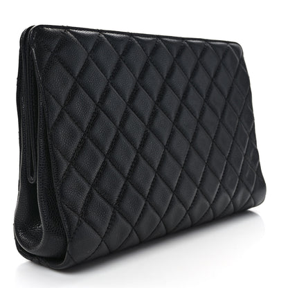 Chanel Caviar Quilted CC Large Clutch Black 3 of 10