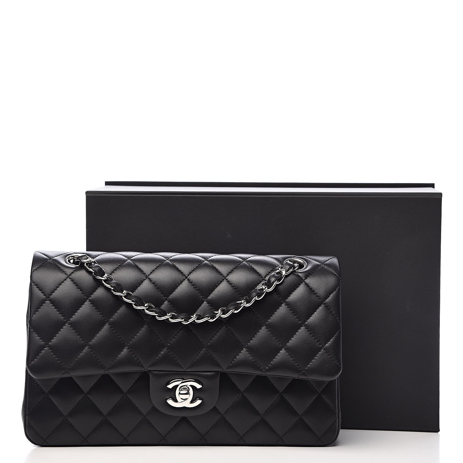 Chanel Lambskin Quilted Medium Double Flap Black 11 of 11