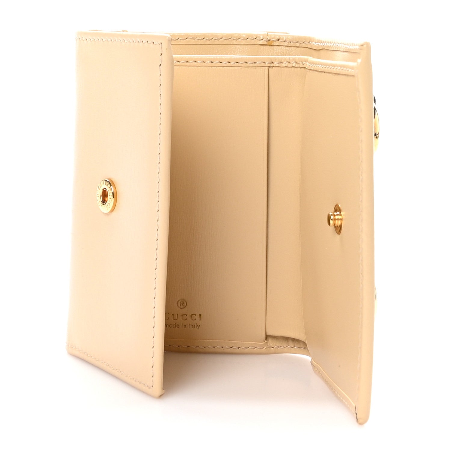 Gucci Boarded Plutone Calfskin Horsebit 1955 Tri Fold Wallet Bubble Tea 5 of 9