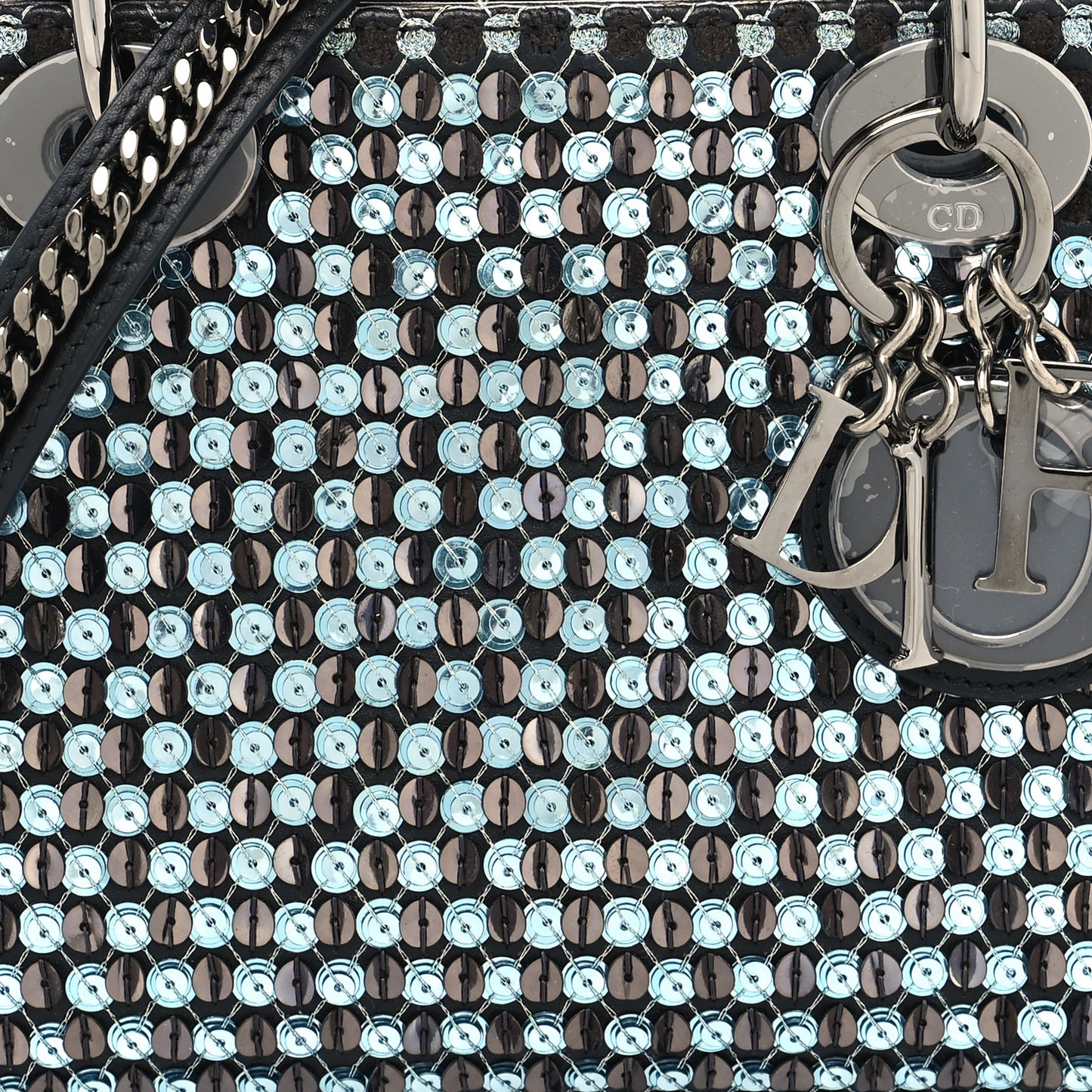Sequin Embroidery Mini Lady Dior Blue
