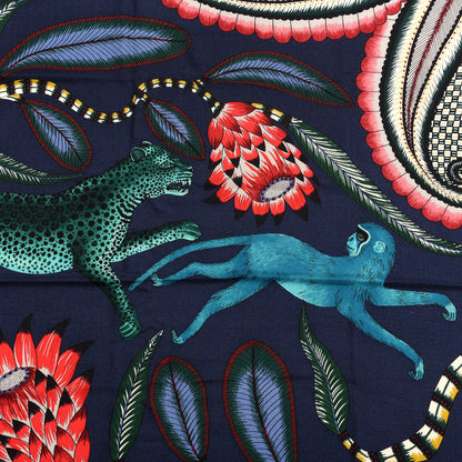 Hermes Cashmere Silk The Savana Dance Shawl 140 Marine Vert Corail 2 of 4