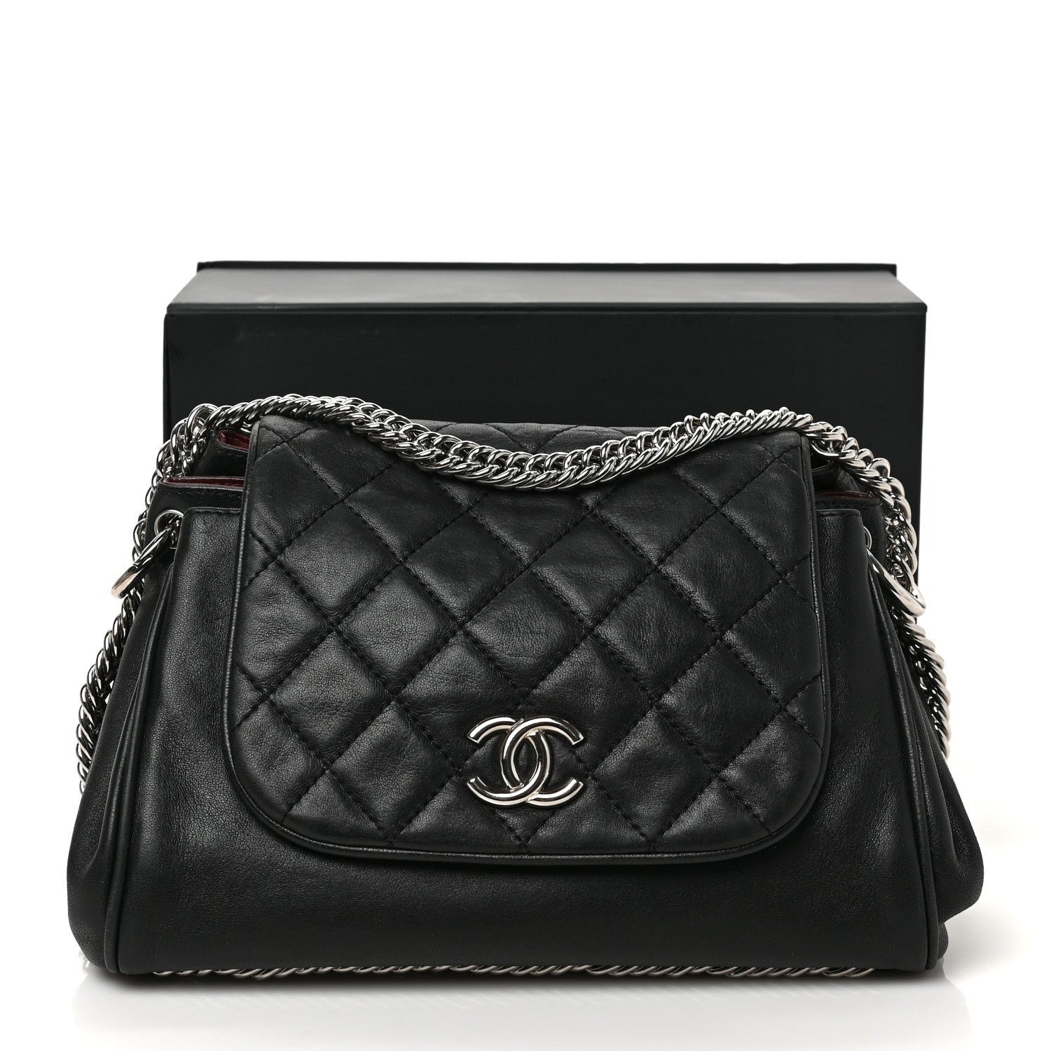 Chanel Washed Lambskin Quilted Bijoux Chain Accordion Flap Black 10 of 10