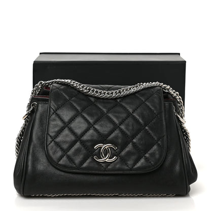Chanel Washed Lambskin Quilted Bijoux Chain Accordion Flap Black 10 of 10
