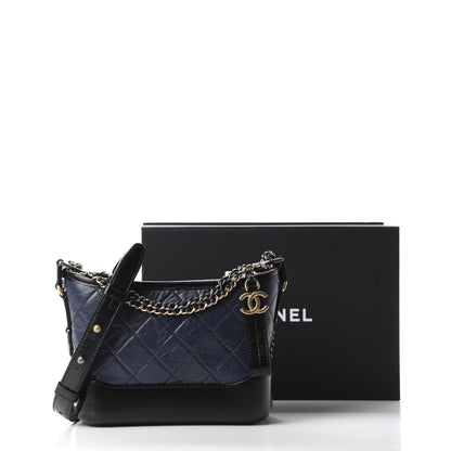 Chanel Aged Calfskin Quilted Small Gabrielle Hobo Navy Black 10 of 10