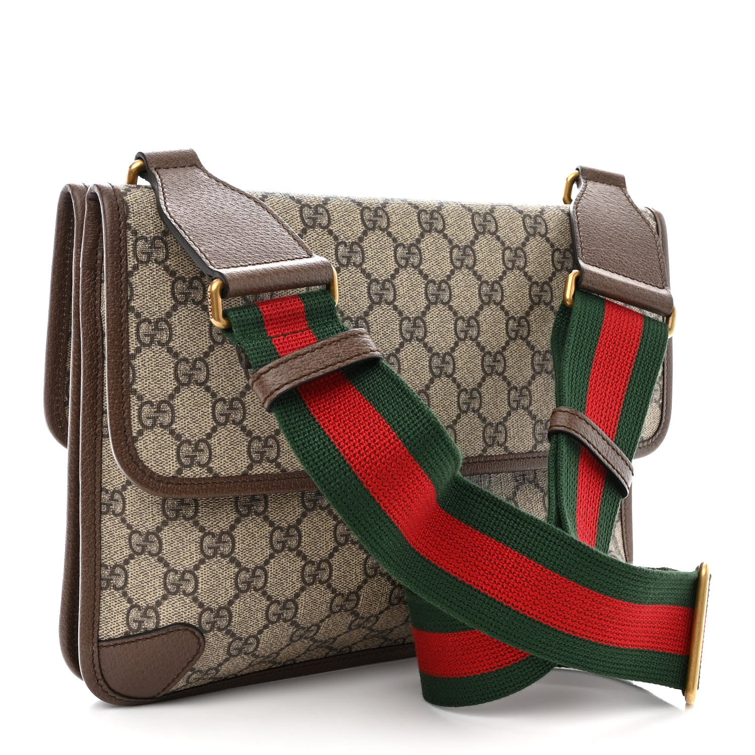 Gucci GG Supreme Monogram Web Neo Vintage Double Flap Messenger Bag Beige New Acero 3 of 11