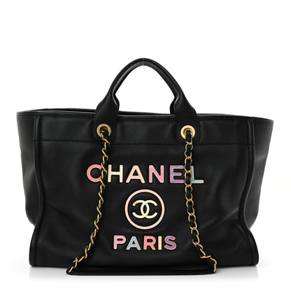 Chanel Calfskin Medium Deauville Tote Black Multicolor 1 of 15
