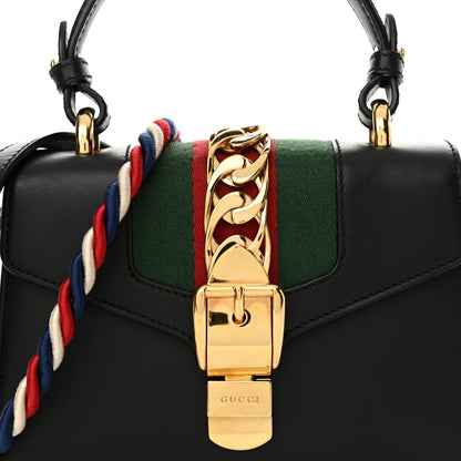 Gucci Calfskin Mini Sylvie Top Handle Bag Black 8 of 17