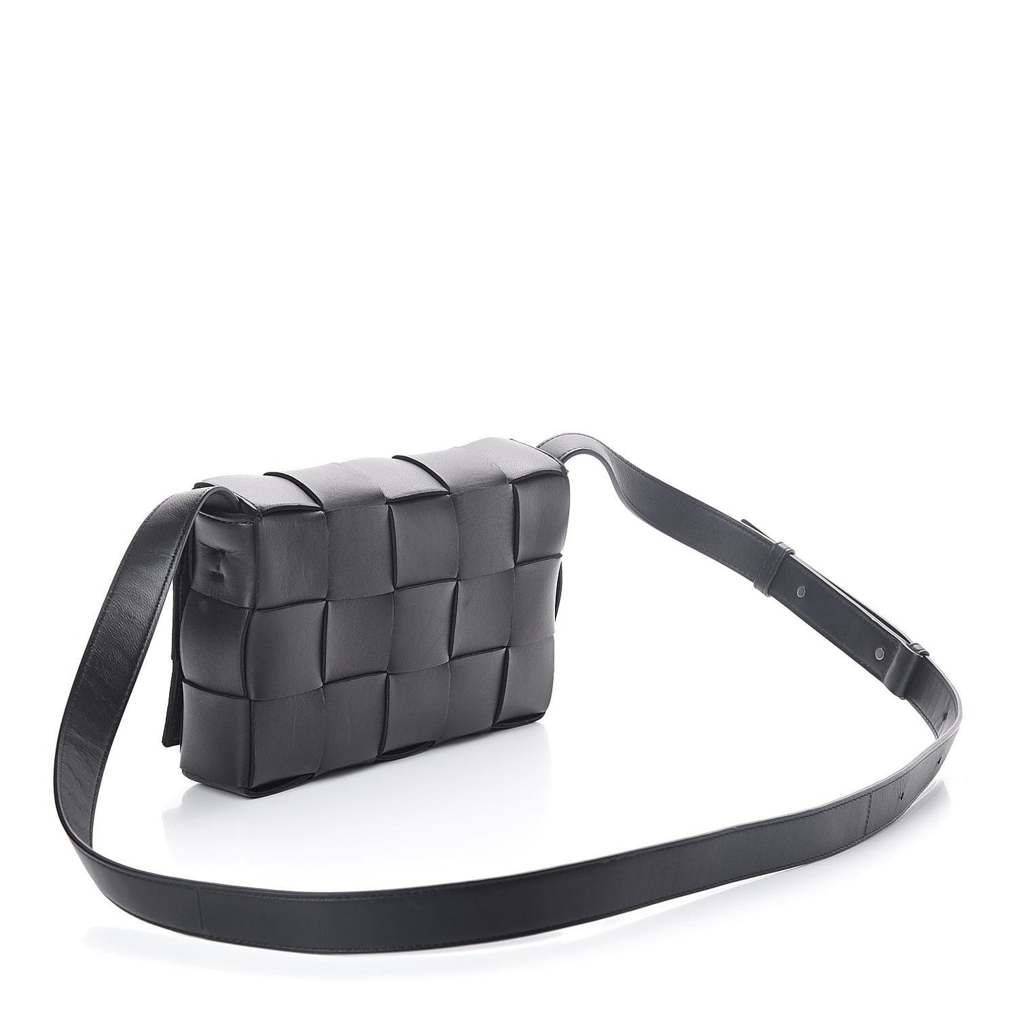 Lambskin Maxi Intrecciato Cassette Crossbody Bag Black