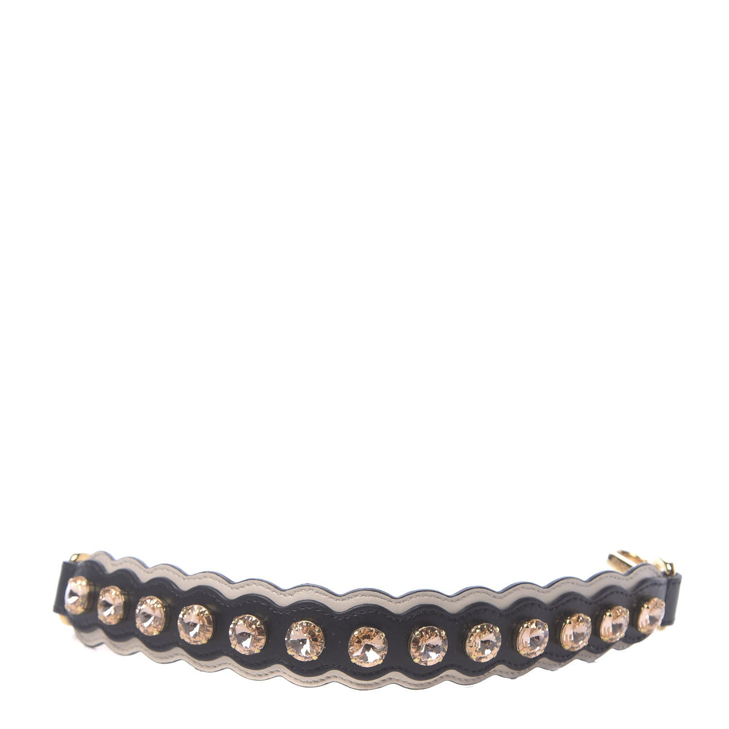 Fendi Calfskin Crystal Embellished Mini Strap You Black Camelia 1 of 4