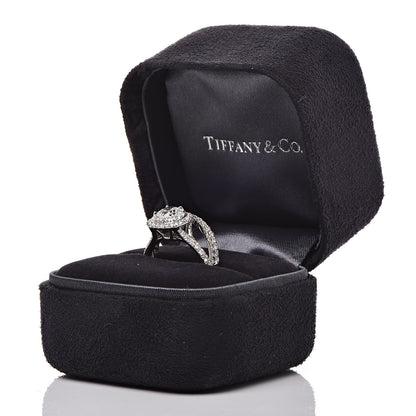 Tiffany Platinum Diamond .58ct Soleste Cushion Cut Double Halo Engagement Ring Set 48 4.5 6 of 6