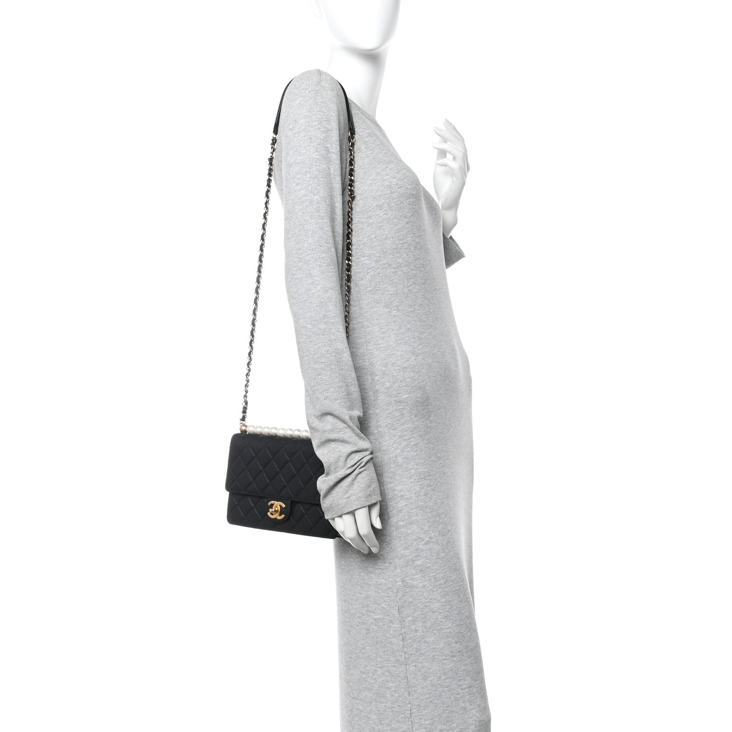 Chanel Goatskin Quilted Small Chic Pearls Flap Black Black 2 of 11