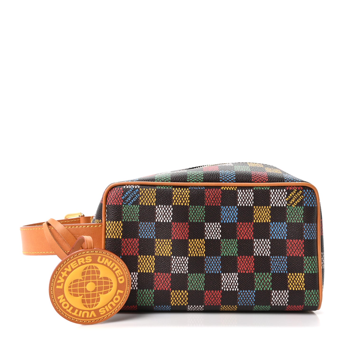 LV Vers Damier Ebene Locker Dopp Kit Toilet Pouch Multicolor