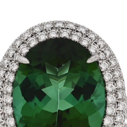 Tiffany Platinum Diamond Green Tourmaline Soleste Oval Ring 53 6.25 8 of 9