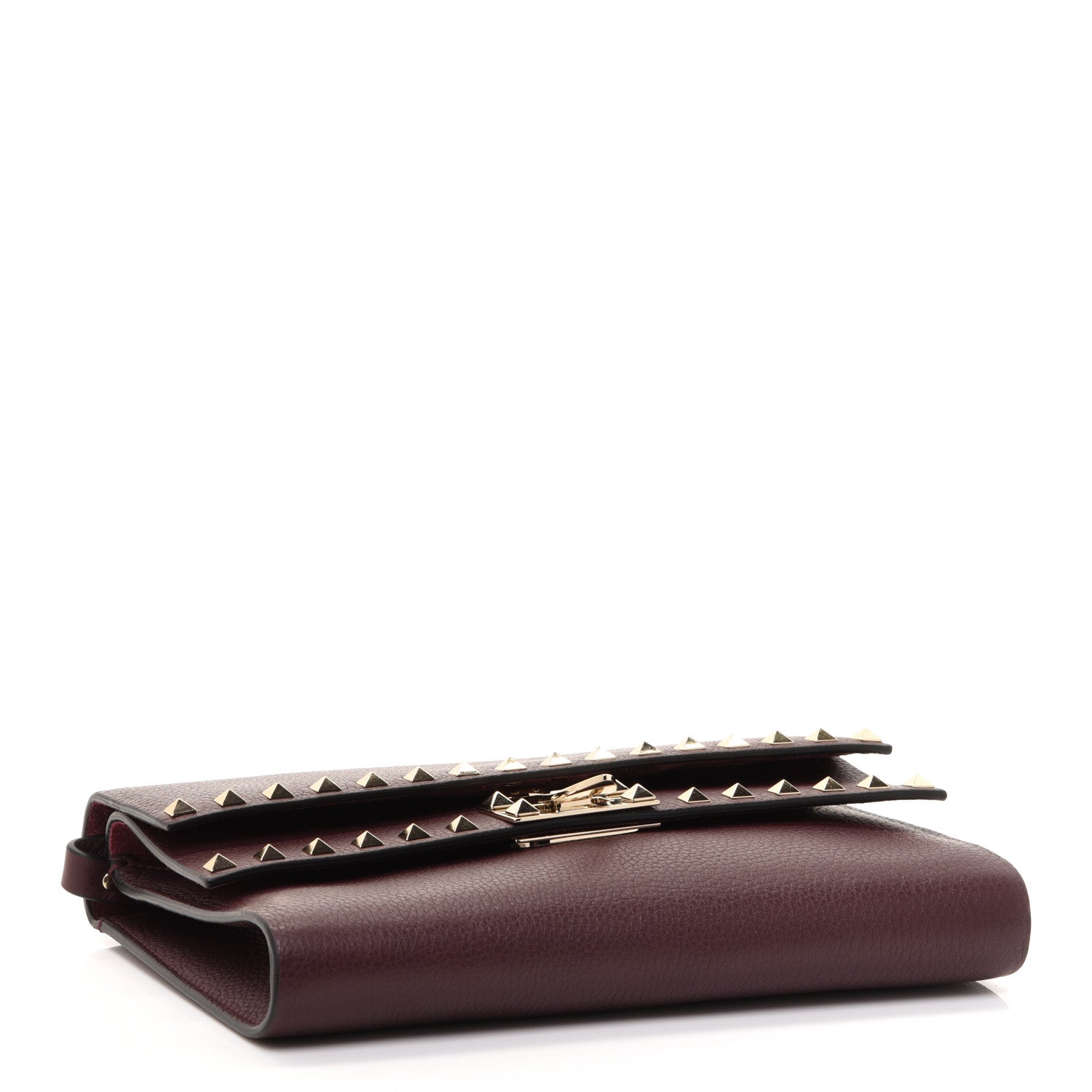 Valentino Garavani Pebbled Calfskin Rockstud Double Flap Crossbody Bag Rubin 4 of 9