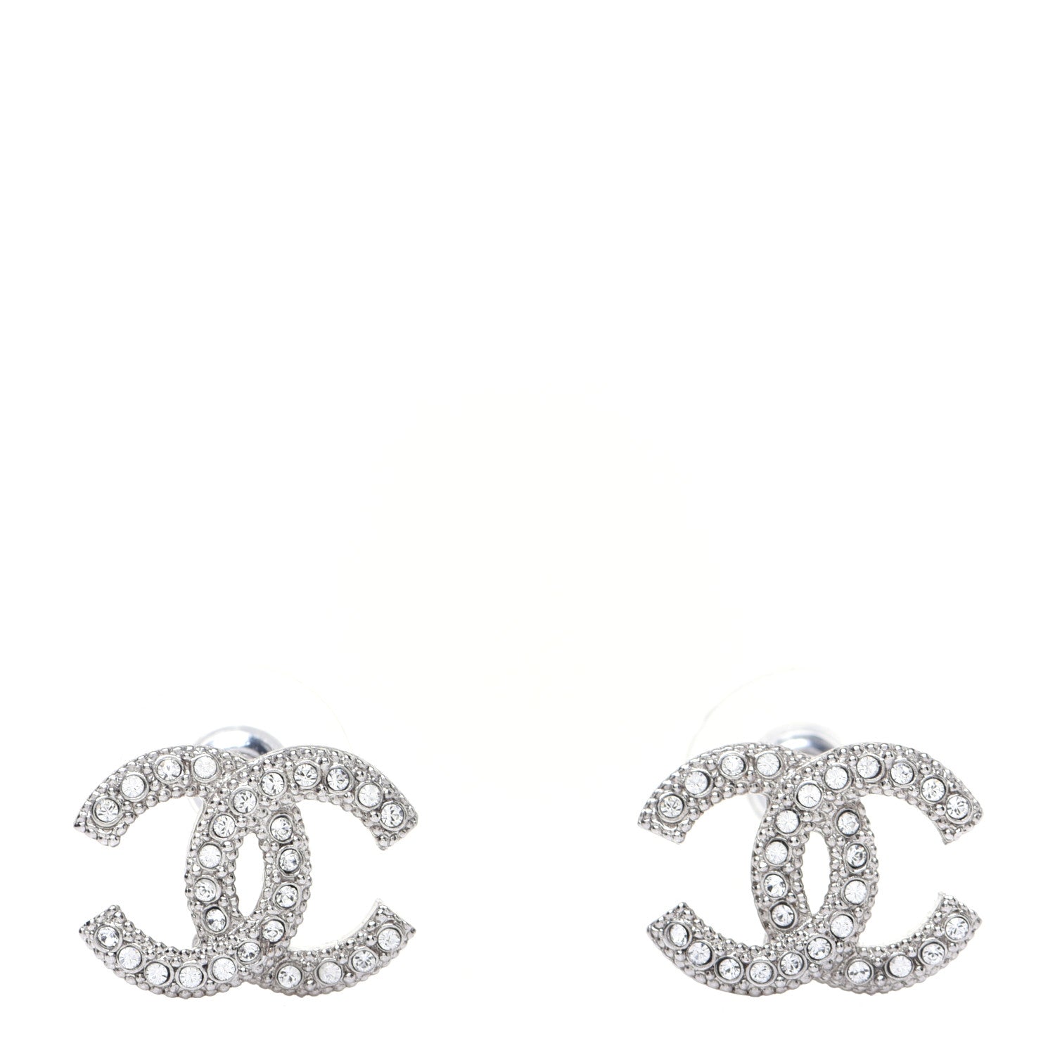Chanel Crystal CC Earrings Silver 1 of 6