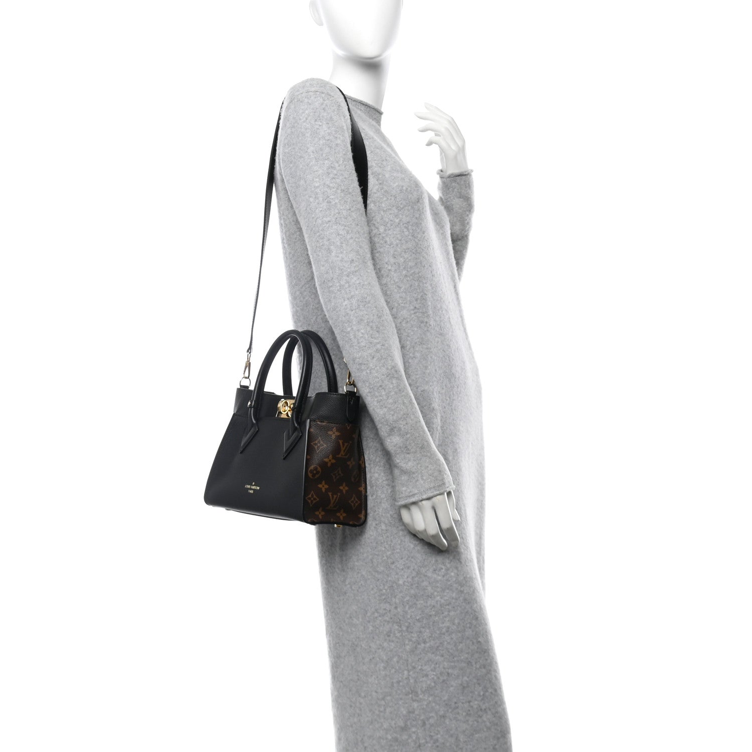 Louis Vuitton Calfskin Monogram On My Side PM Black 2 of 9