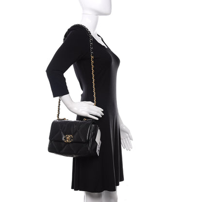 Chanel Shiny Goatskin Quilted Medium 19 Flap Black 2 of 11