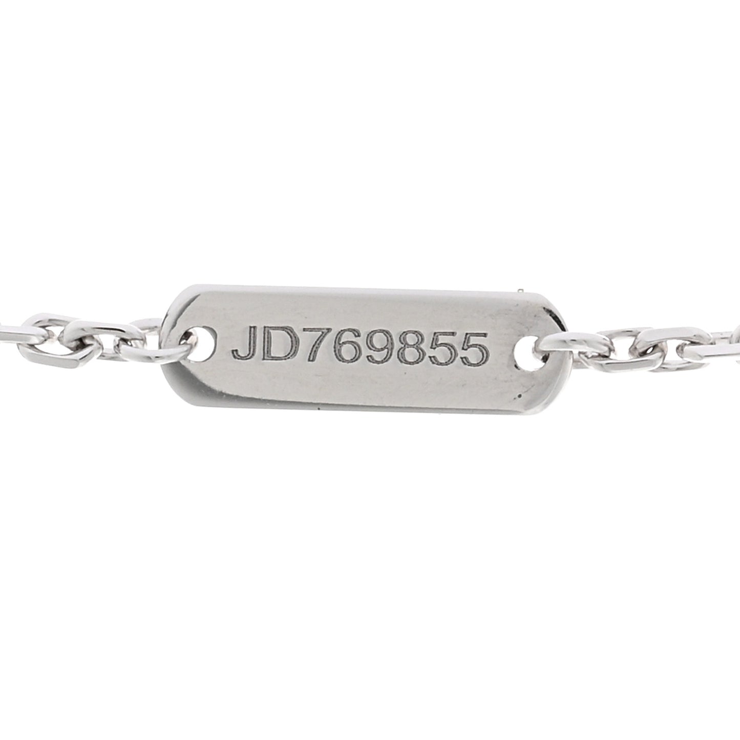 18K White Gold Guilloche Vintage Alhambra Pendant Necklace