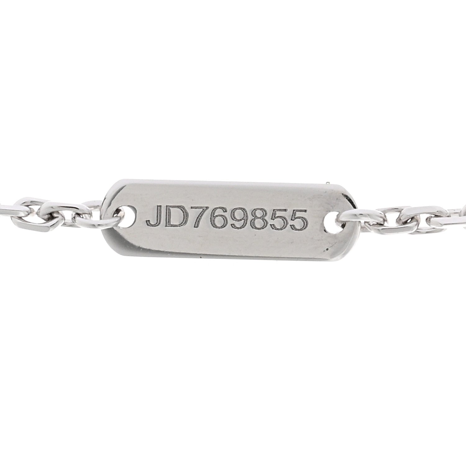 Van Cleef & Arpels 18K White Gold Guilloche Vintage Alhambra Pendant Necklace 4 of 6