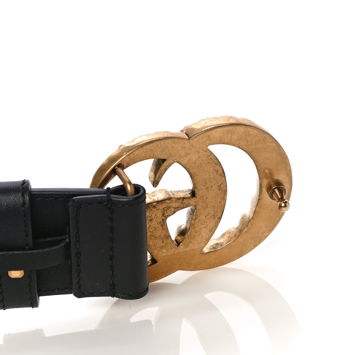 Gucci Moon Calfskin Pearl Double G 40mm Belt 95 38 Black Cream 4 of 9