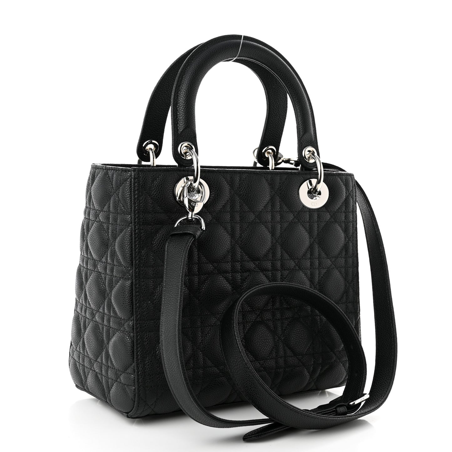 Grained Calfskin Cannage Medium Lady Dior Black