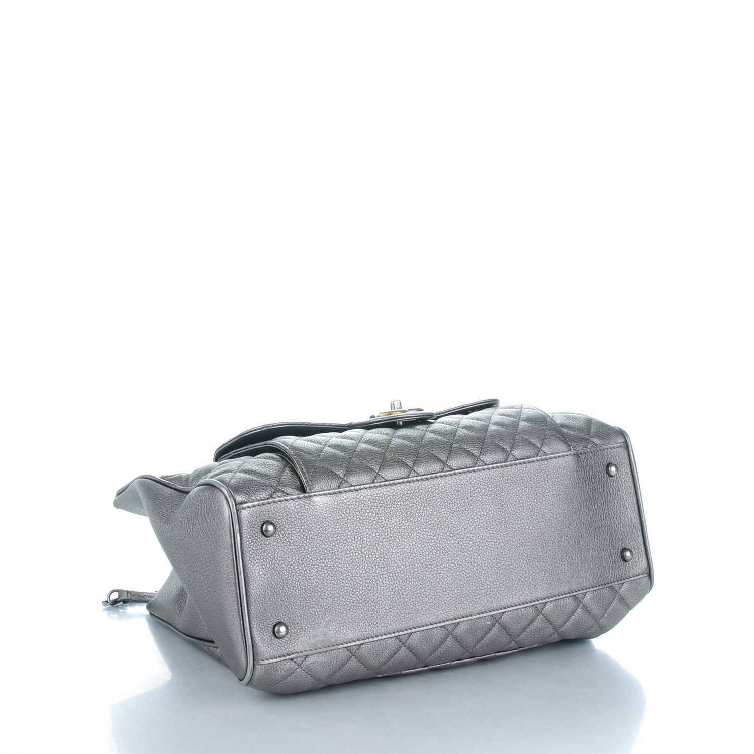 Chanel Metallic Grained Calfskin Quilted Large Casual Pocket Tote Silver 4 of 9