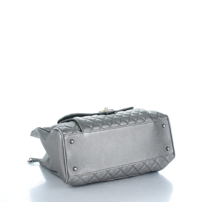 Chanel Metallic Grained Calfskin Quilted Large Casual Pocket Tote Silver 4 of 9