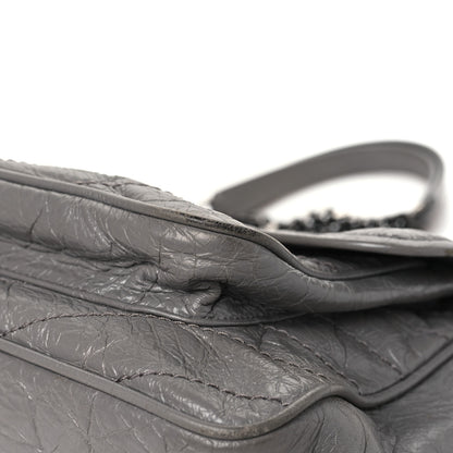 Saint Laurent Crinkled Calfskin Matelasse Monogram Large Niki Chain Satchel Fog 12 of 13