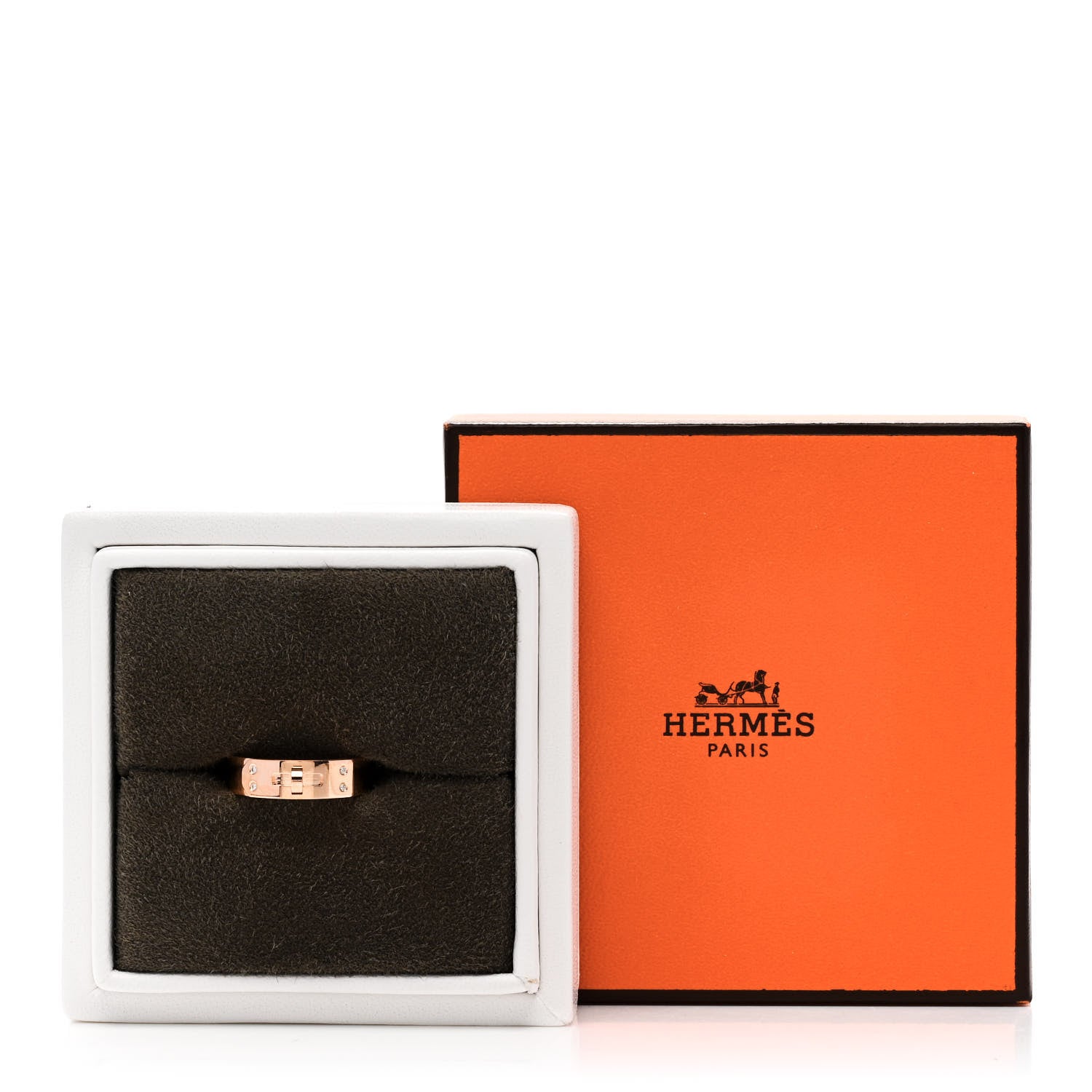 Hermes 18K Rose Gold Diamond PM Kelly Ring 51 5.75 5 of 5