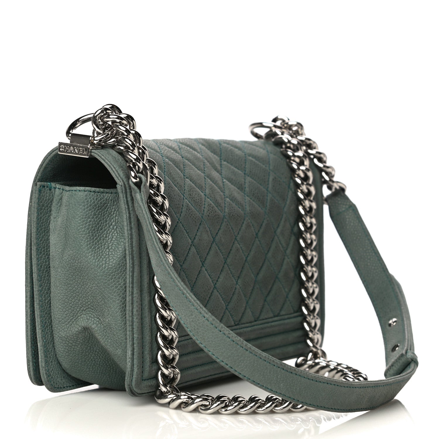 Chanel Iridescent Caviar Quilted Medium Boy Flap Green 2 of 21
