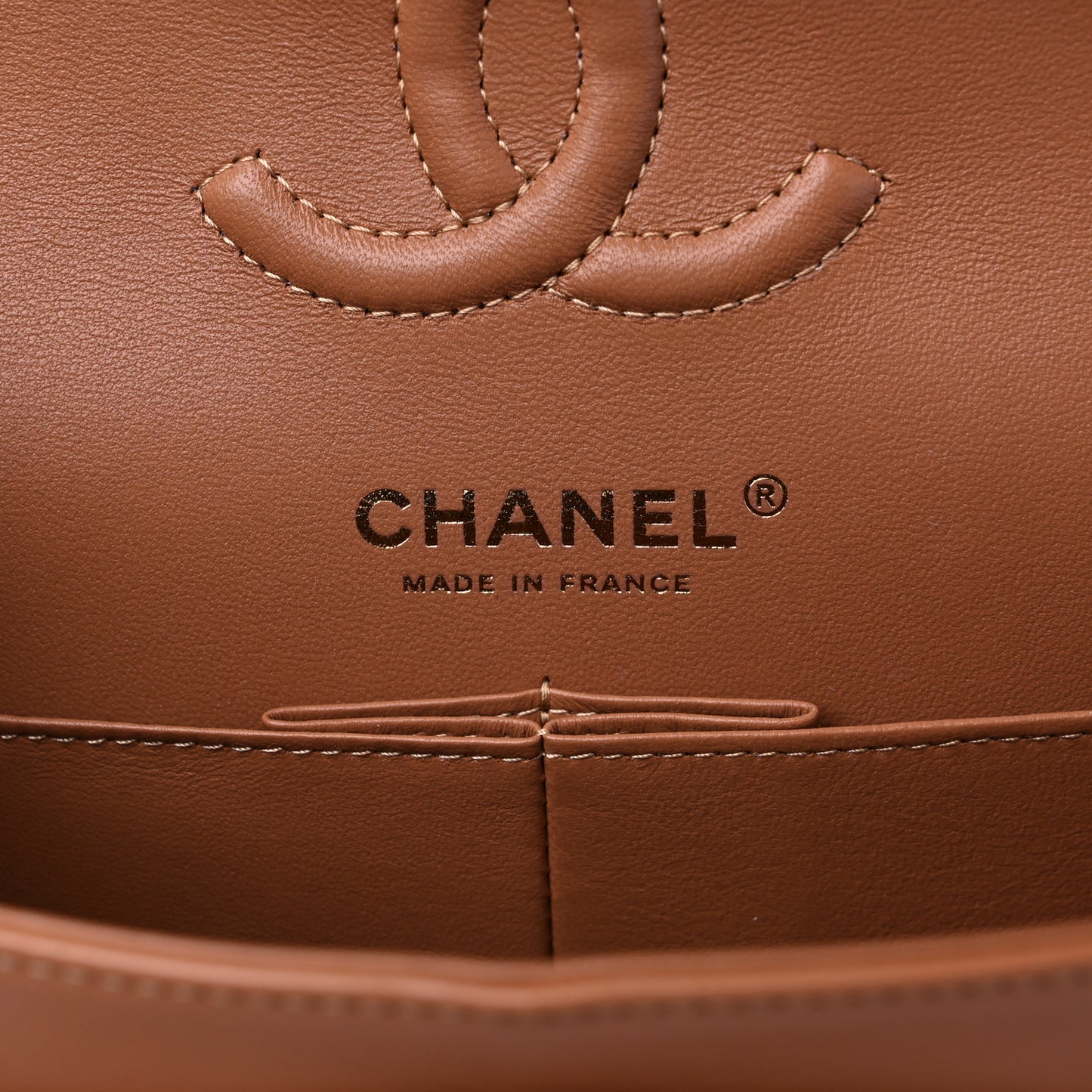 Lambskin Quilted Small Double Flap Brown