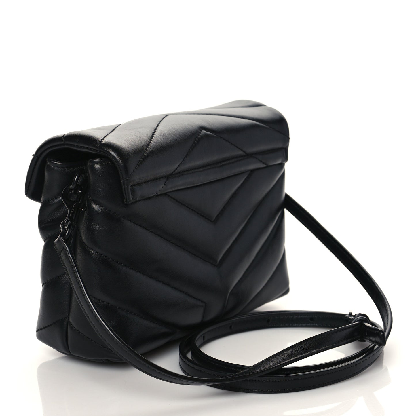 Calfskin Y Quilted Monogram Toy Loulou Crossbody Bag Black