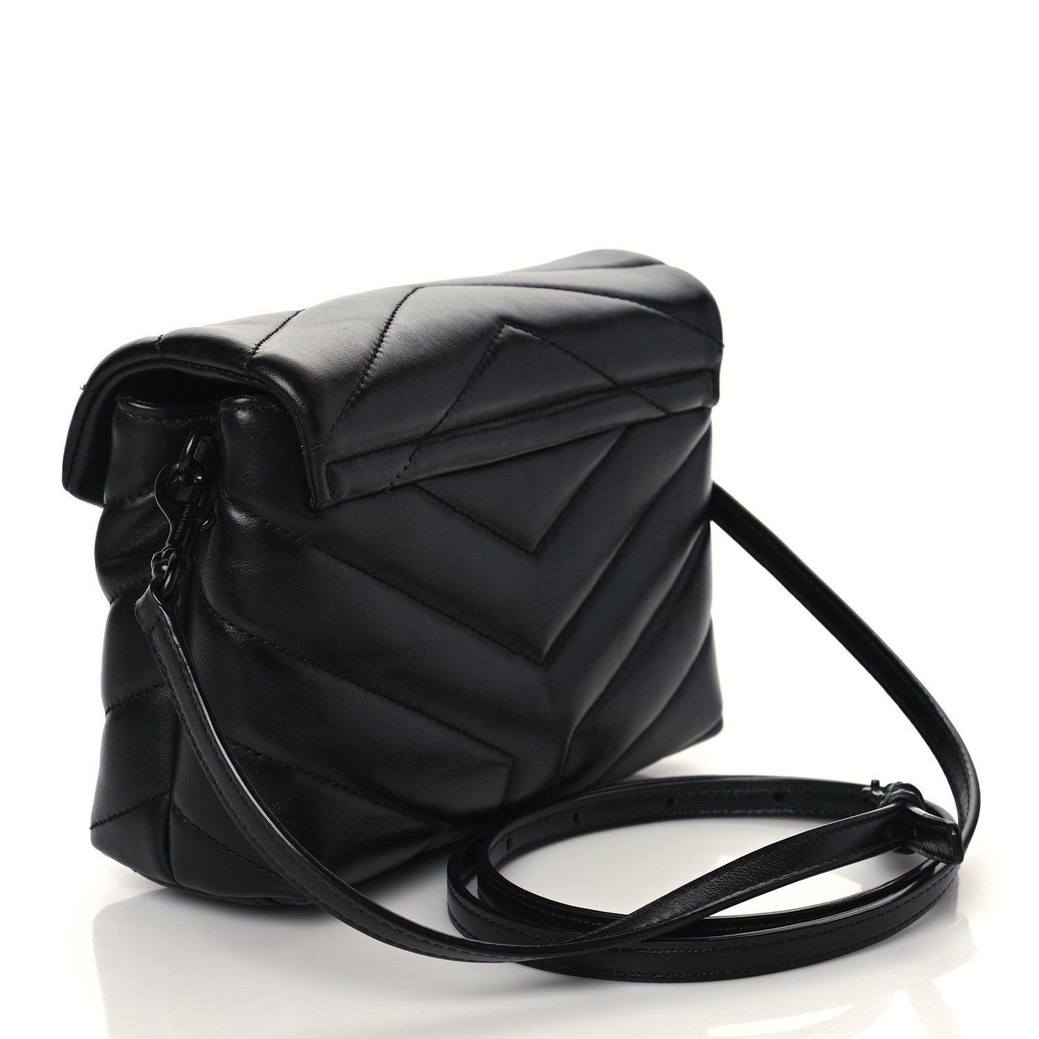 Saint Laurent Calfskin Y Quilted Monogram Toy Loulou Crossbody Bag Black 3 of 9