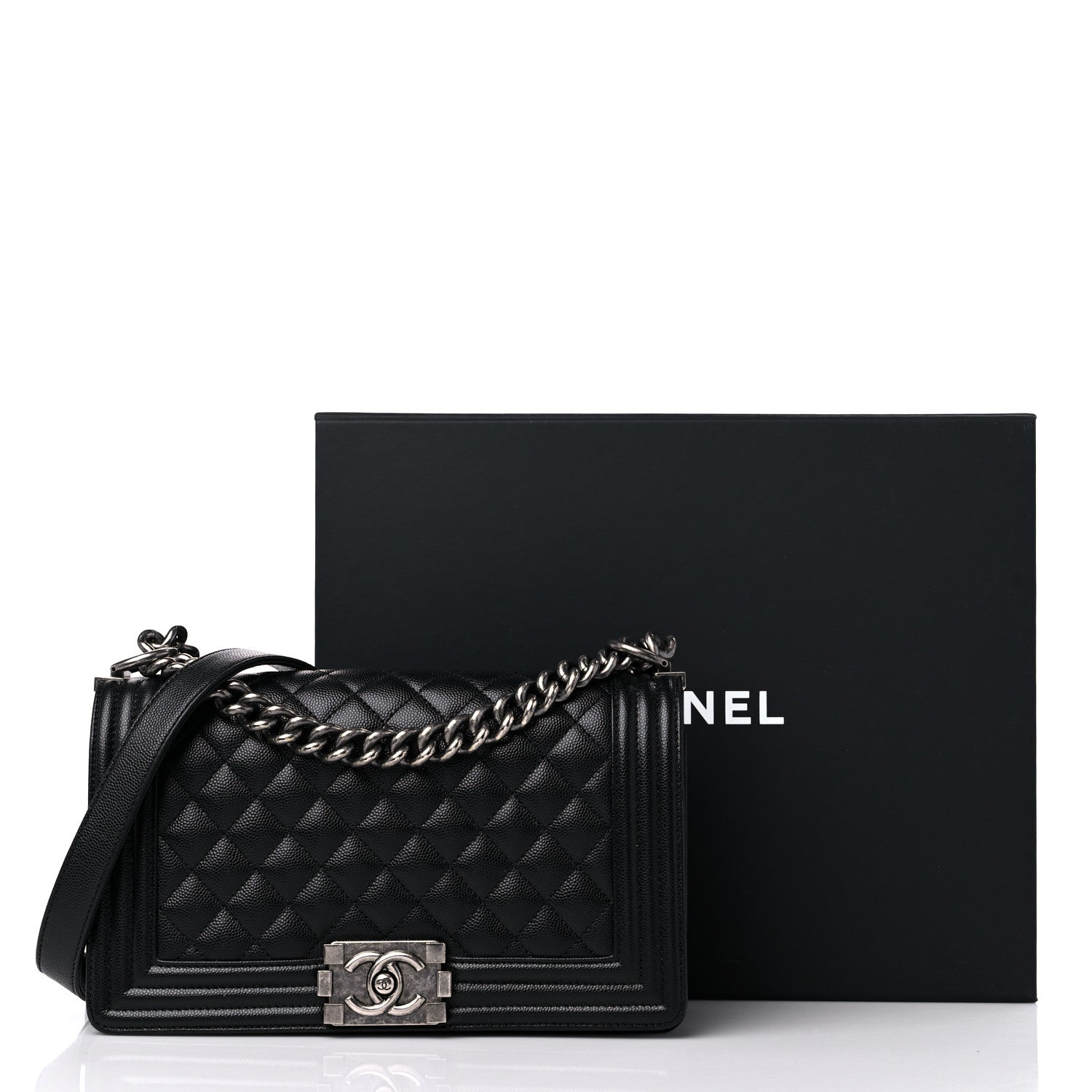 Chanel Caviar Quilted Medium Boy Flap Black 12 of 12