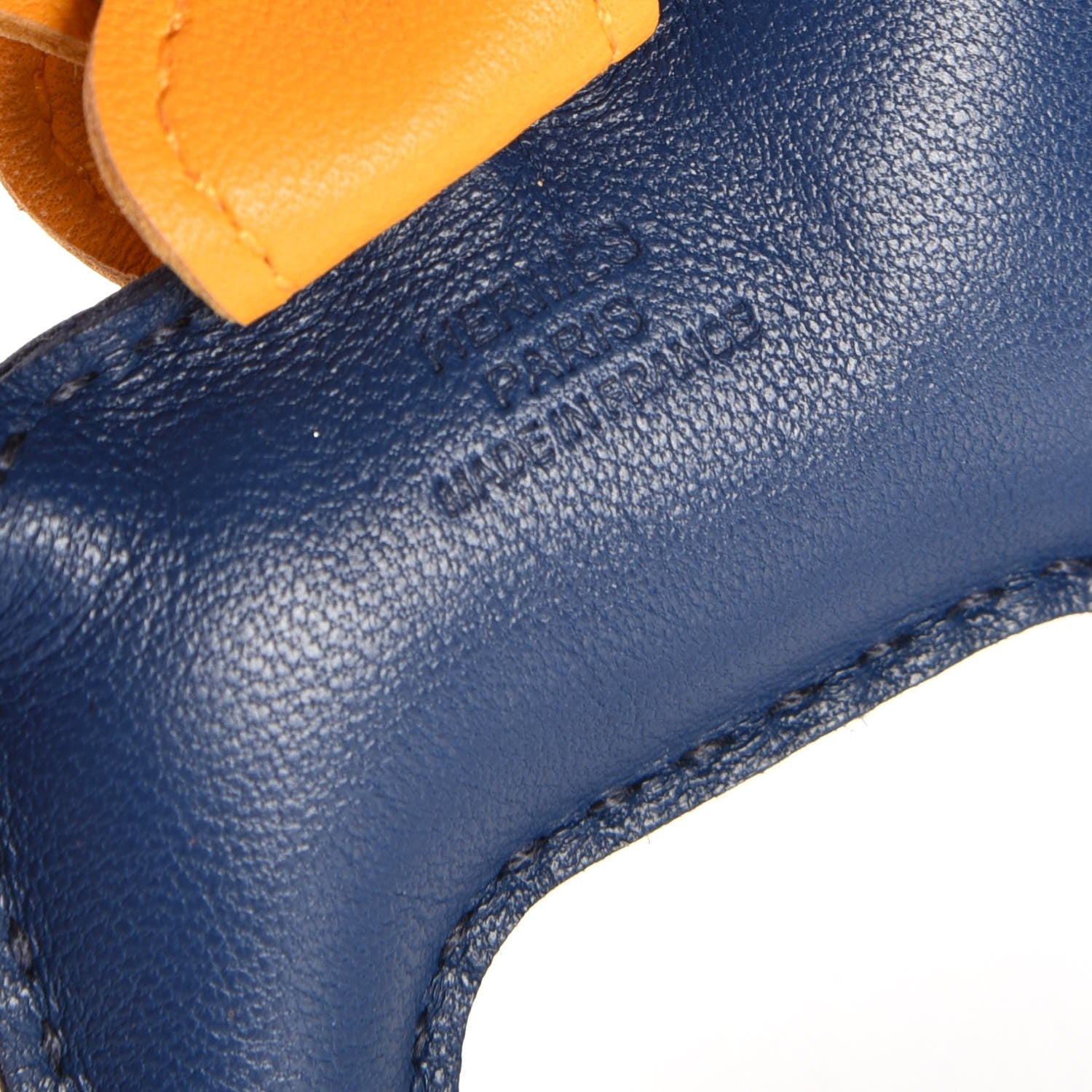 Hermes Milo Lambskin Grigri Rodeo Horse Bag Charm PM Bleu de Malte Cornaline Jaune D'Or 3 of 4