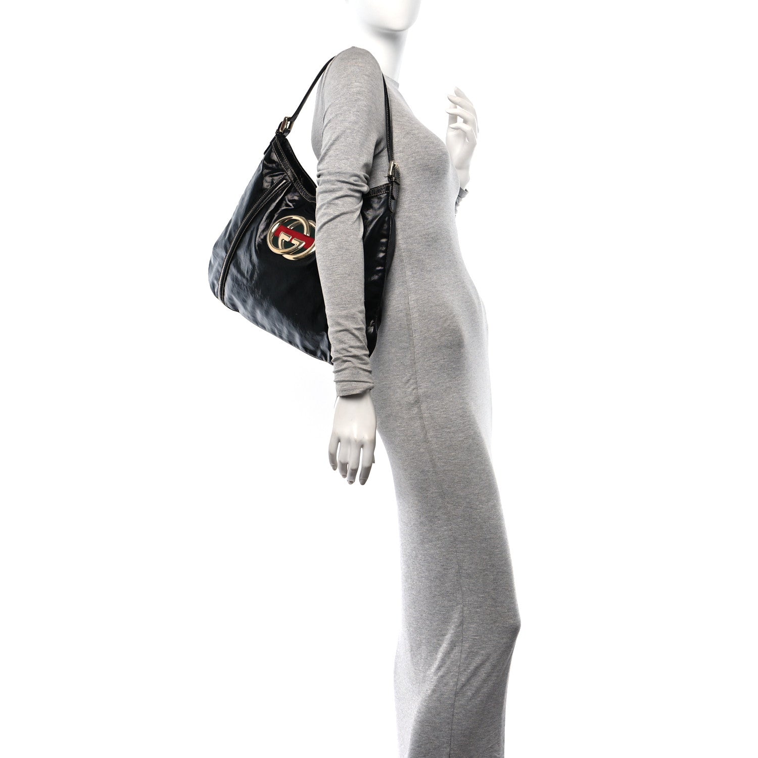 Gucci Dialux Medium Britt Shoulder Bag Black 2 of 14