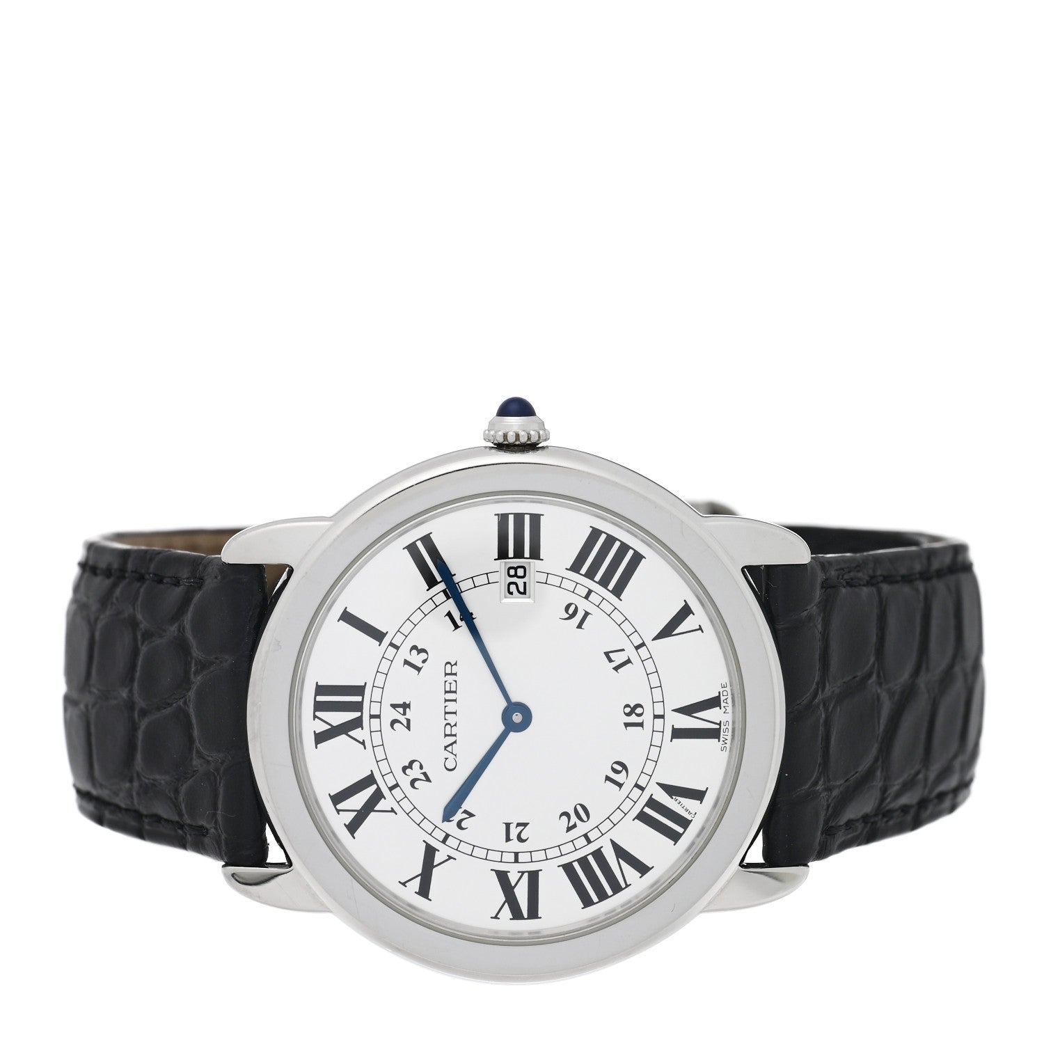 Cartier Stainless Steel Alligator 36mm Ronde Solo Quartz Watch 2 of 5