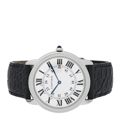 Cartier Stainless Steel Alligator 36mm Ronde Solo Quartz Watch 2 of 5