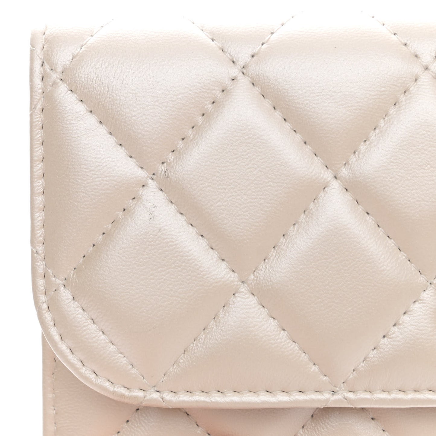 Lambskin Quilted Clutch With Chain White