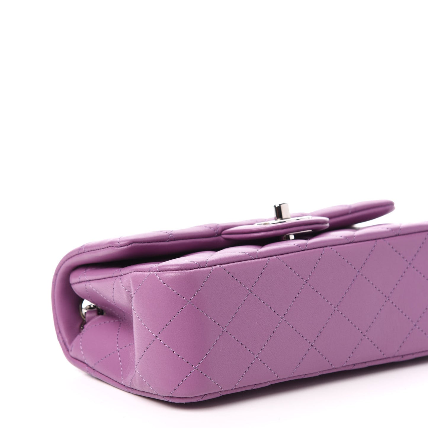 Lambskin Quilted Mini Rectangular Flap Purple