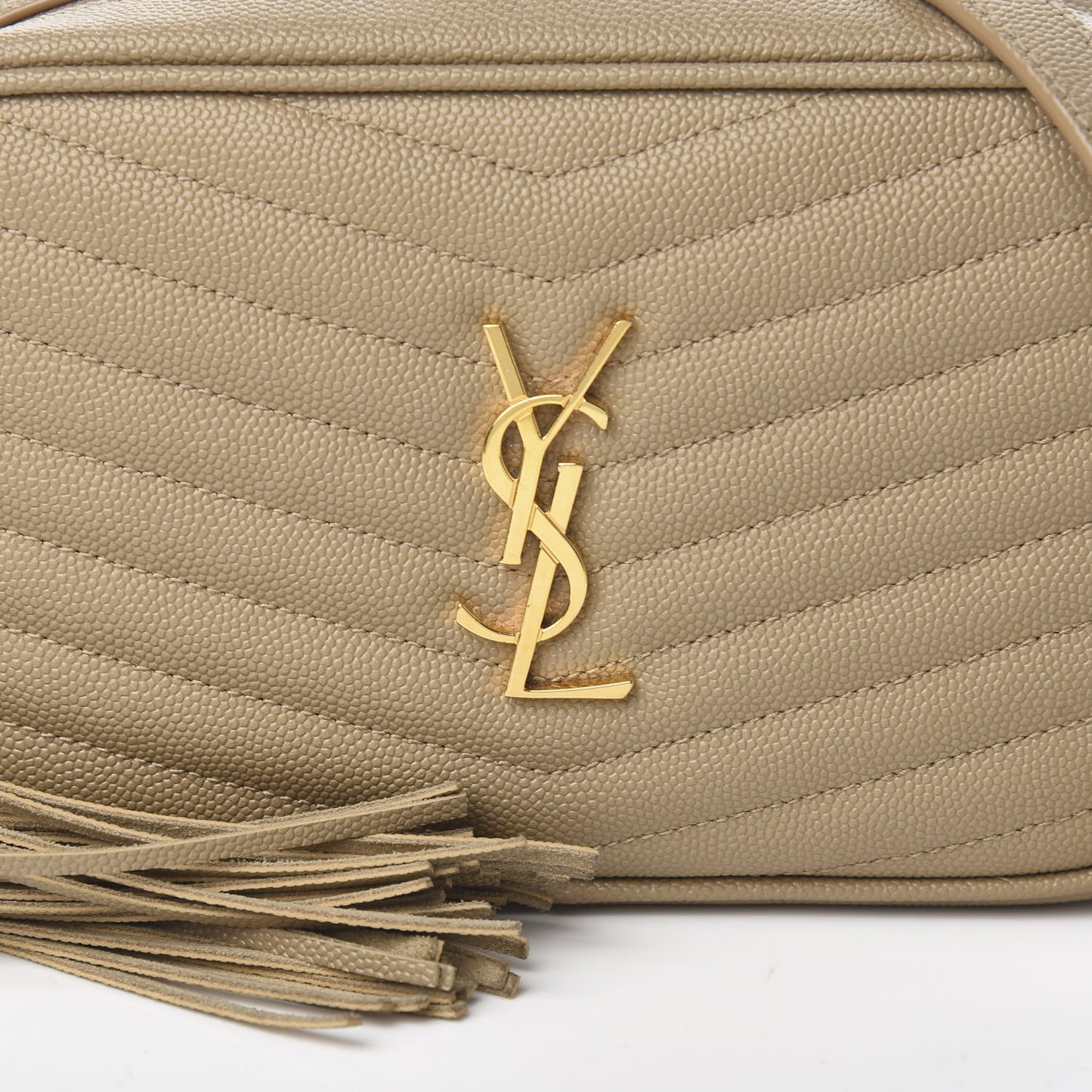 Grain De Poudre Matelasse Monogram Mini Lou Camera Bag Dark Beige
