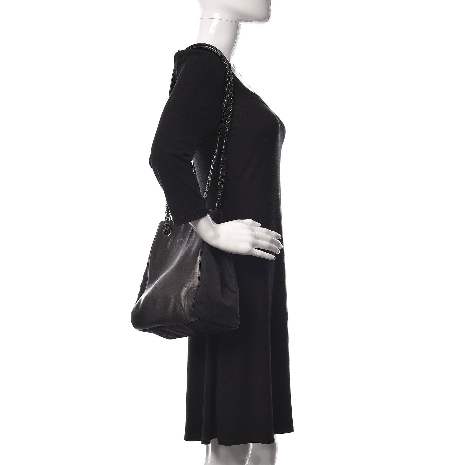 Prada Nappa Tessuto Nylon Chain Bag Black 2 of 10
